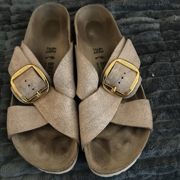 Birkenstock Siena Big Buckle Washed Metallic Rose Leather Sandals 42 - Picture 4 of 4